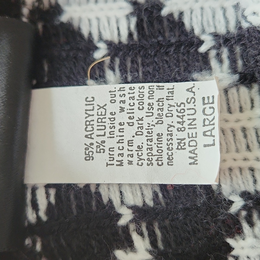 Trimmings Floral Checkered Knitted Pattern Sweater sz L - Picture 8 of 11